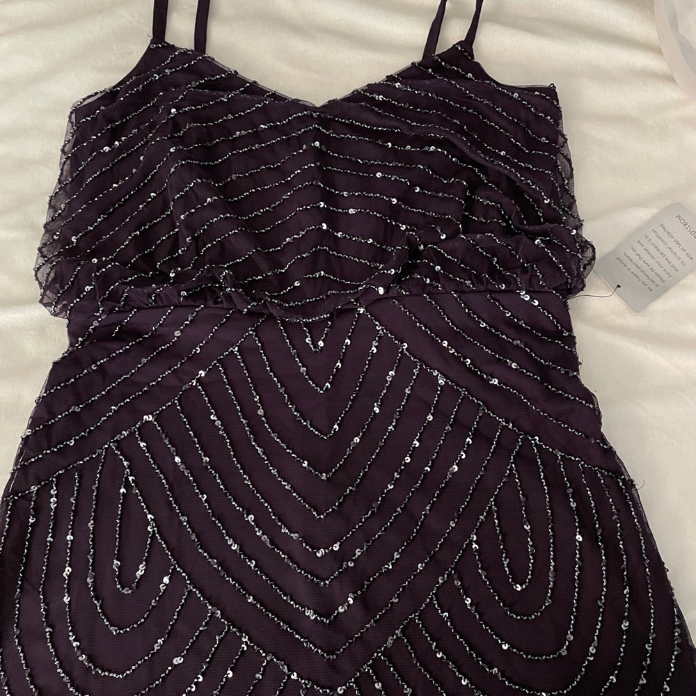 NEW Adrianna Papell Embellished Blouson Gown in Amethyst/Gunmetal [SZ 10‎ ] - Picture 12 of 14